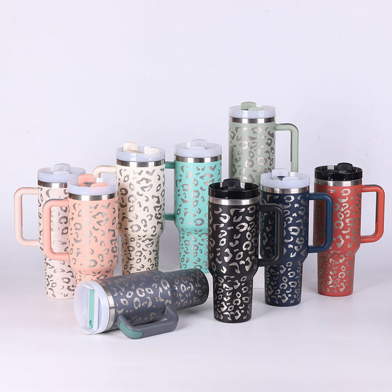 40oz Insulated Tumbler with Handle & Straw – Stainless Steel Vacuum Coffee Mug with Lid