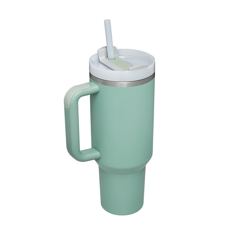 40oz Insulated Tumbler with Handle & Straw – Stainless Steel Vacuum Coffee Mug with Lid
