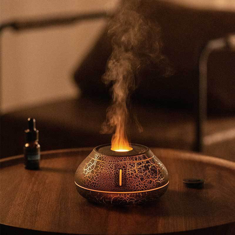 Flame Aroma Diffuser & Humidifier with Colourful LED Light – 130ml Ultrasonic Quiet Mist for Home & Office