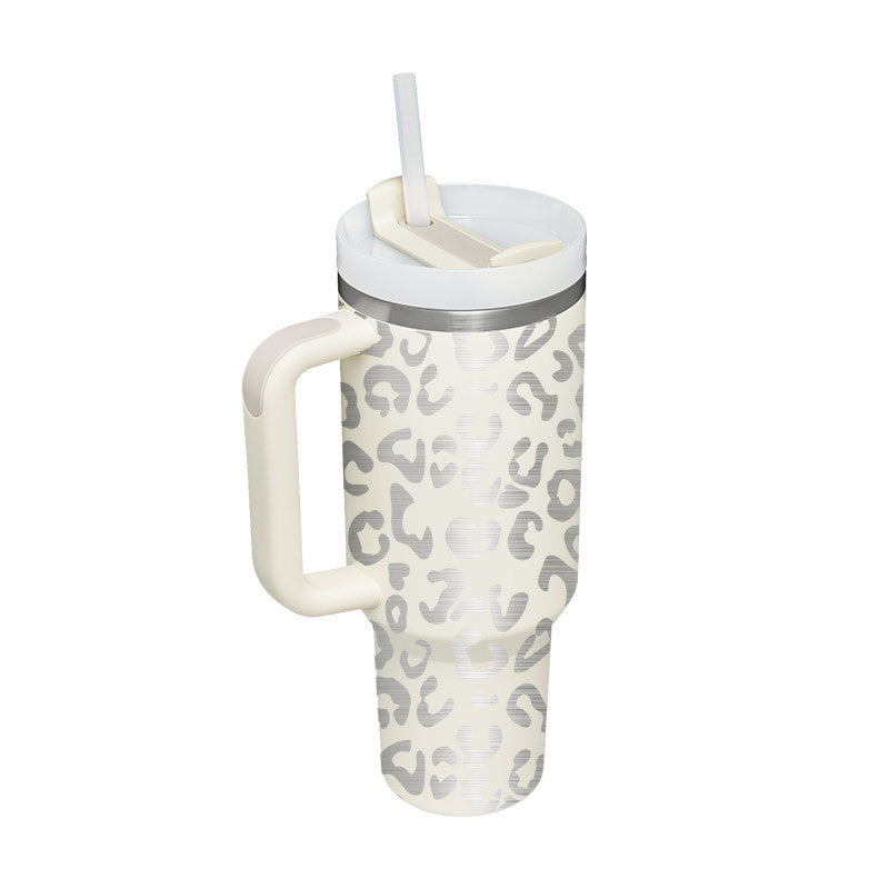 40oz Insulated Tumbler with Handle & Straw – Stainless Steel Vacuum Coffee Mug with Lid