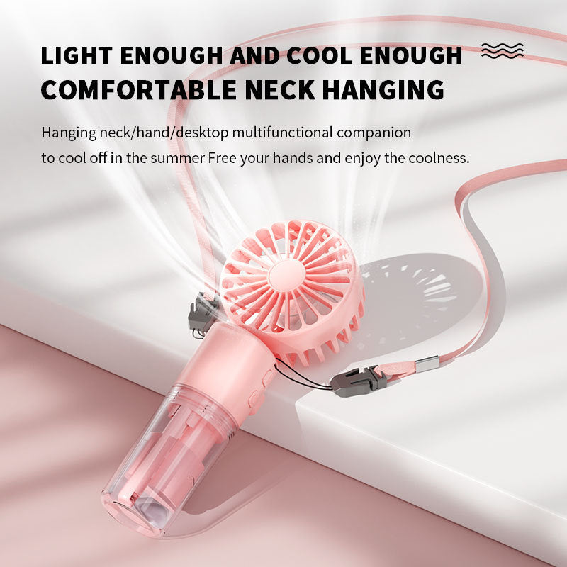 Portable Handheld Mist Fan with 4-Speed Spray – USB Rechargeable Mini Cooling Fan for Summer Outdoors