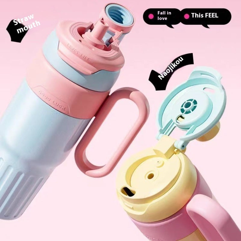 780ml Gradient Double Drink Thermal Cup – Stainless Steel Insulated Coffee & Straw Cup with Lid