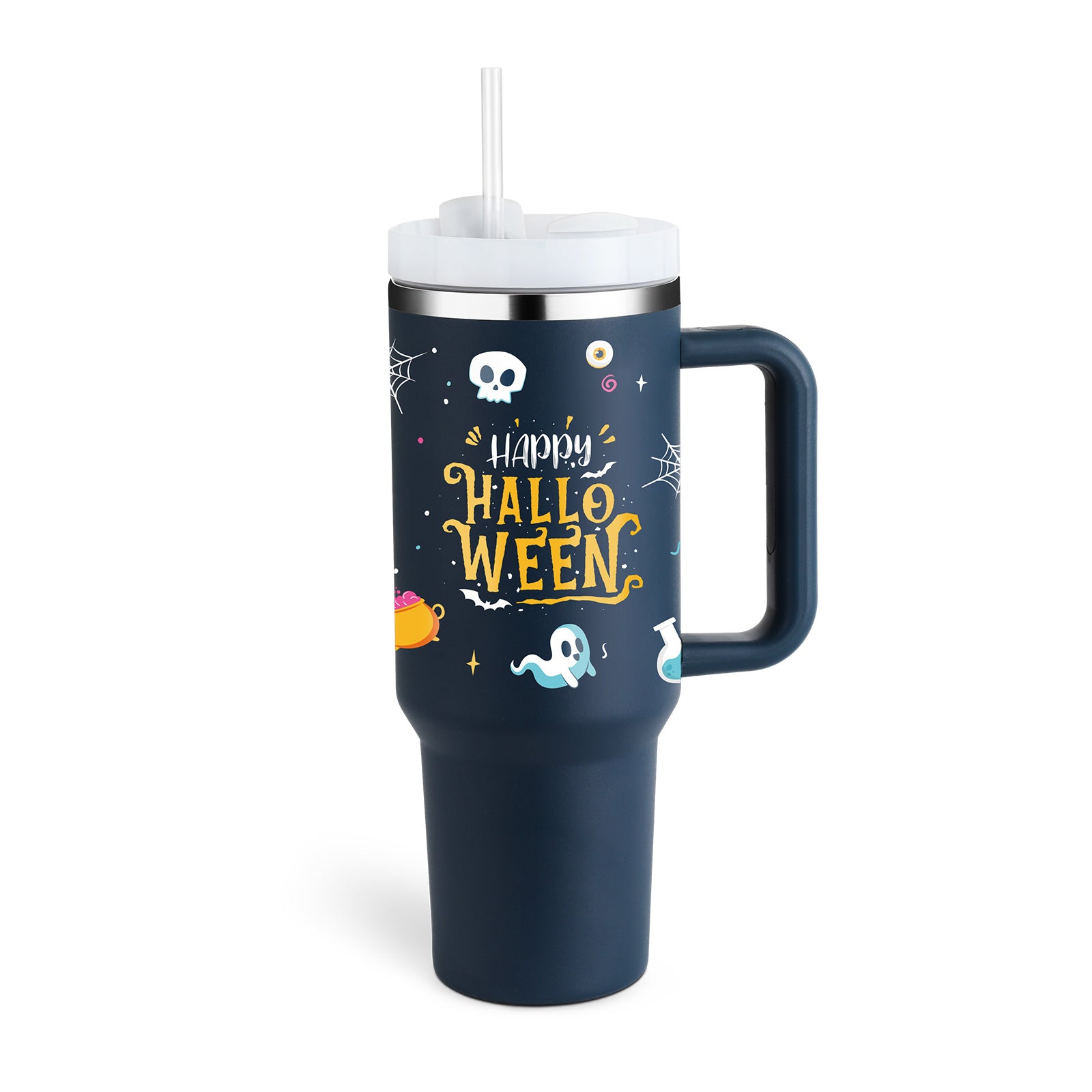 40oz Insulated Tumbler with Handle & Straw – Stainless Steel Vacuum Coffee Mug with Lid
