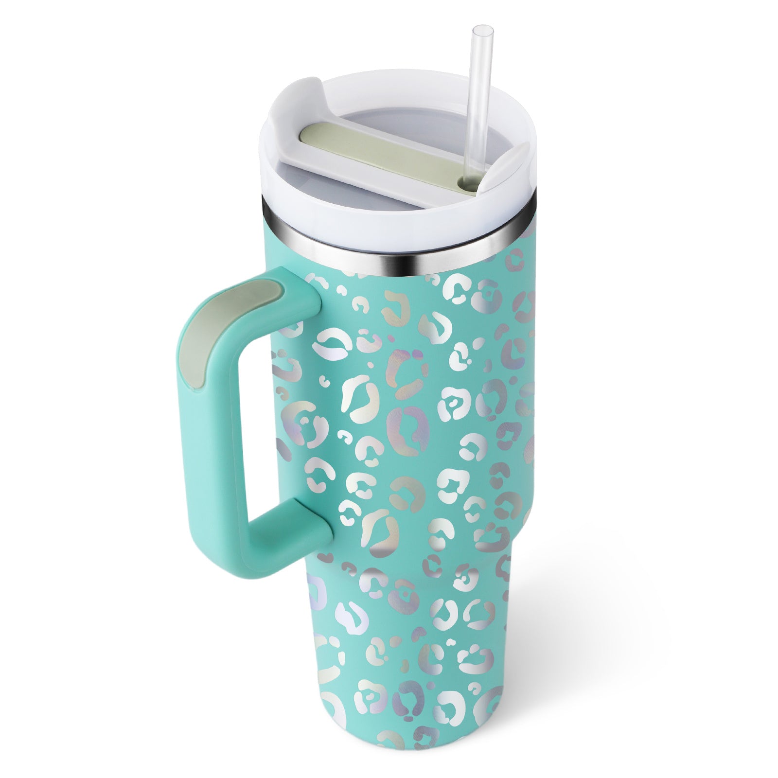 40oz Insulated Tumbler with Handle & Straw – Stainless Steel Vacuum Coffee Mug with Lid