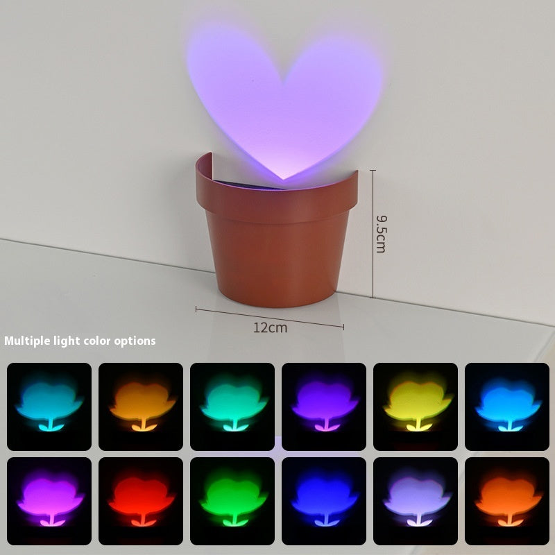 Colorful Flower Pot Night Light – Creative LED Potted Plant Lamp for Home Decoration