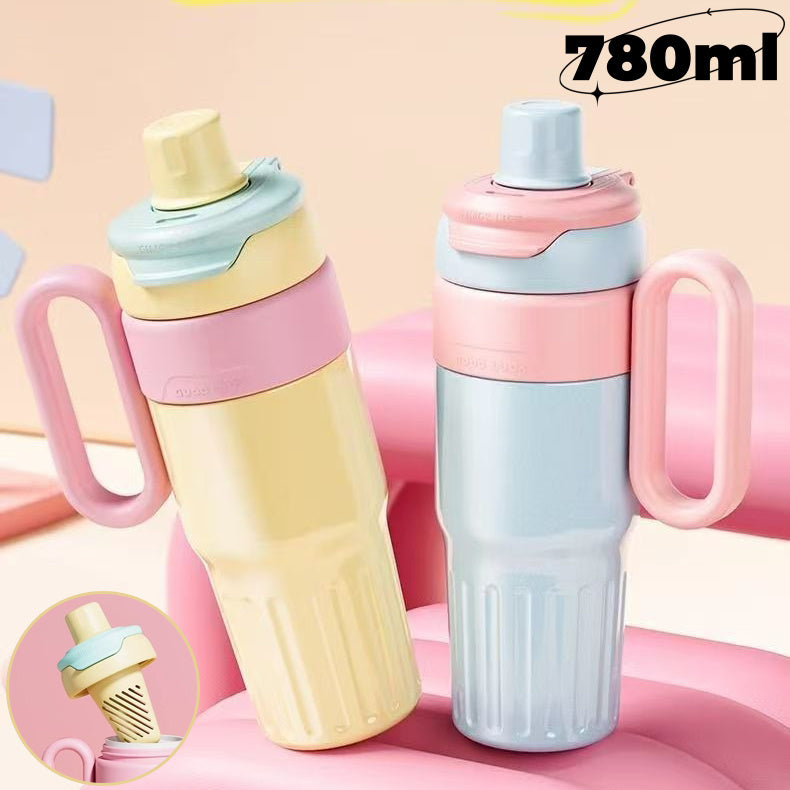 780ml Gradient Double Drink Thermal Cup – Stainless Steel Insulated Coffee & Straw Cup with Lid