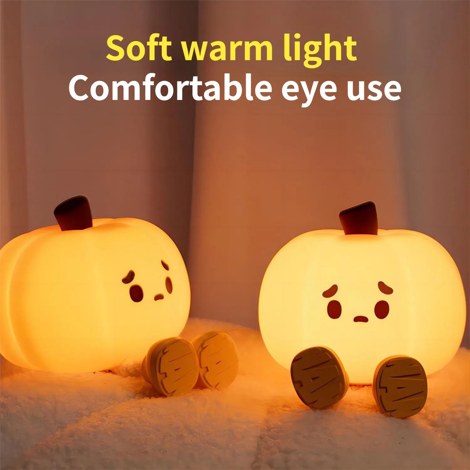 Halloween Pumpkin Night Light – Soft Silicone Touch Lamp, Rechargeable & Dimmable Bedside Decor