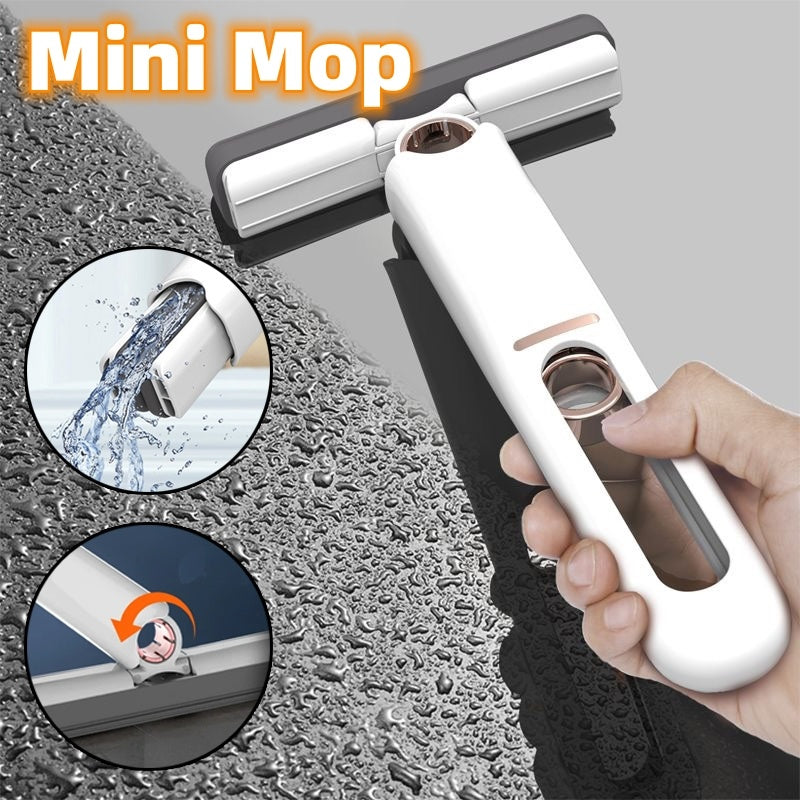 Mini Sponge Squeeze Mop – Portable Floor & Glass Cleaner for Home, Car & Office (Eco Cotton Head)