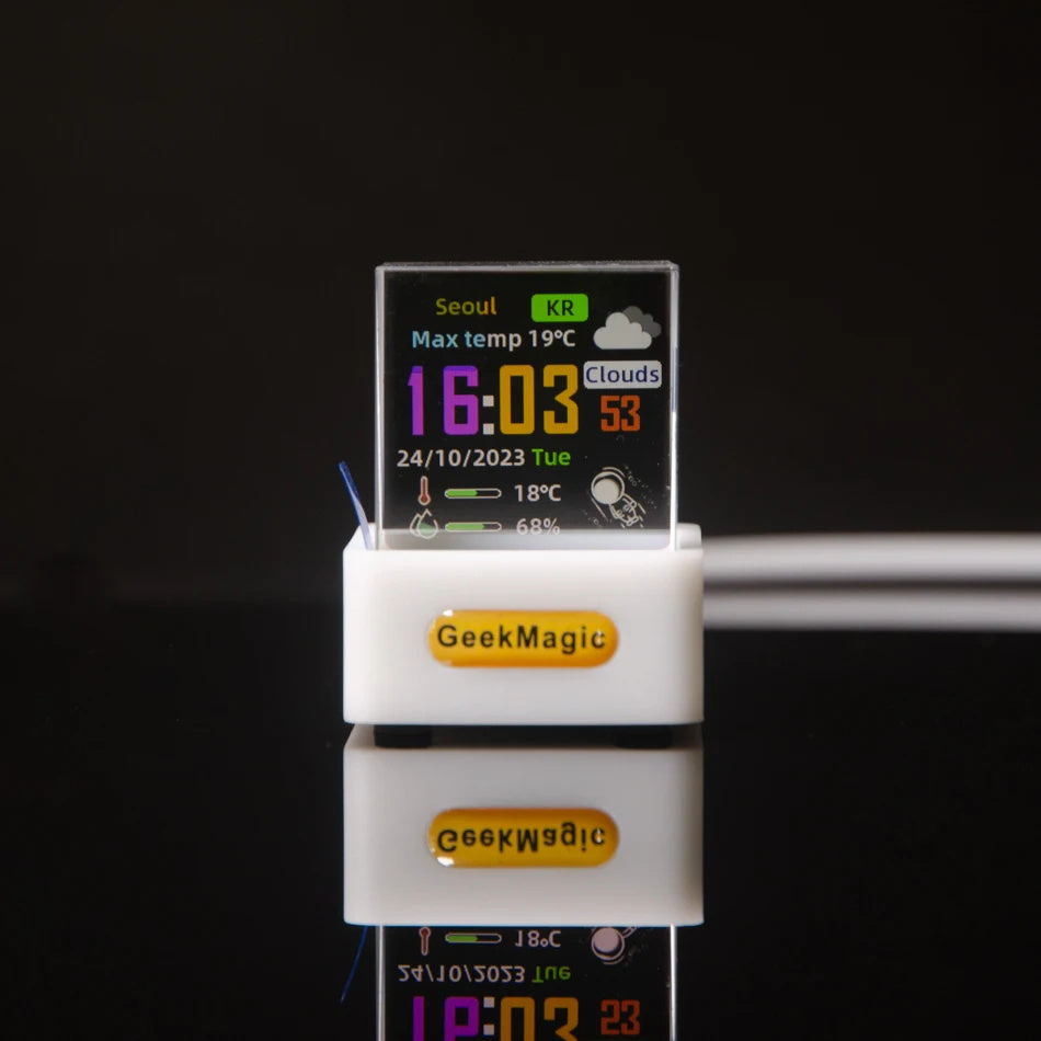 Trendy Mini Transparent WiFi Weather Clock – Modern Digital Weather & Time Display