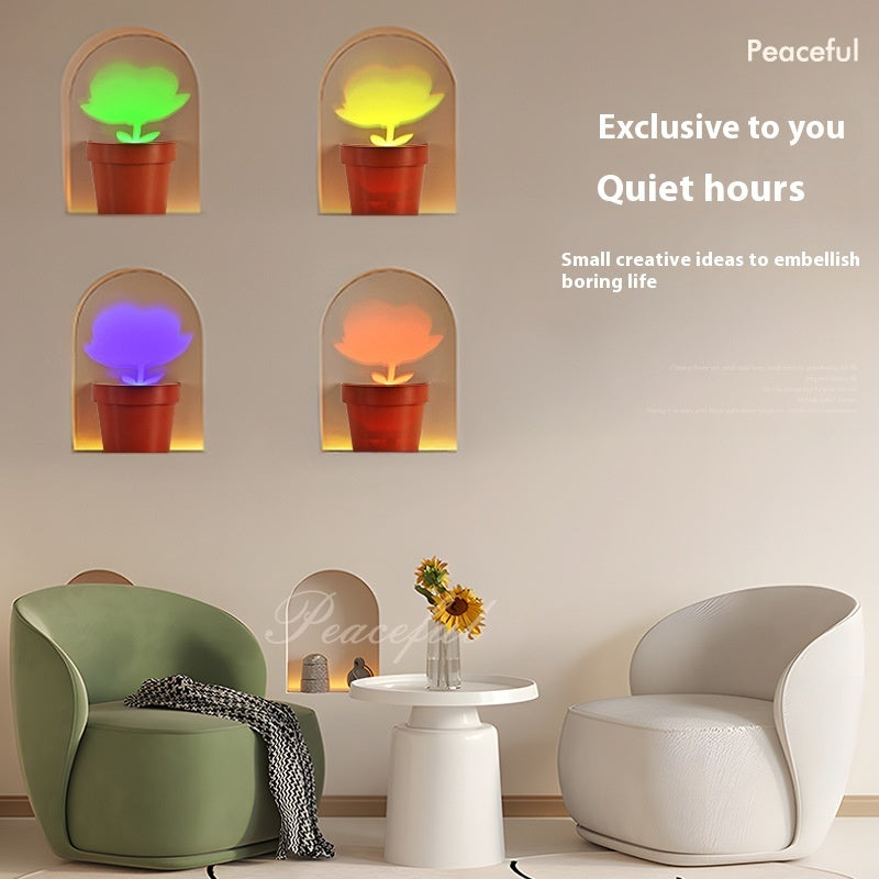 Colorful Flower Pot Night Light – Creative LED Potted Plant Lamp for Home Decoration
