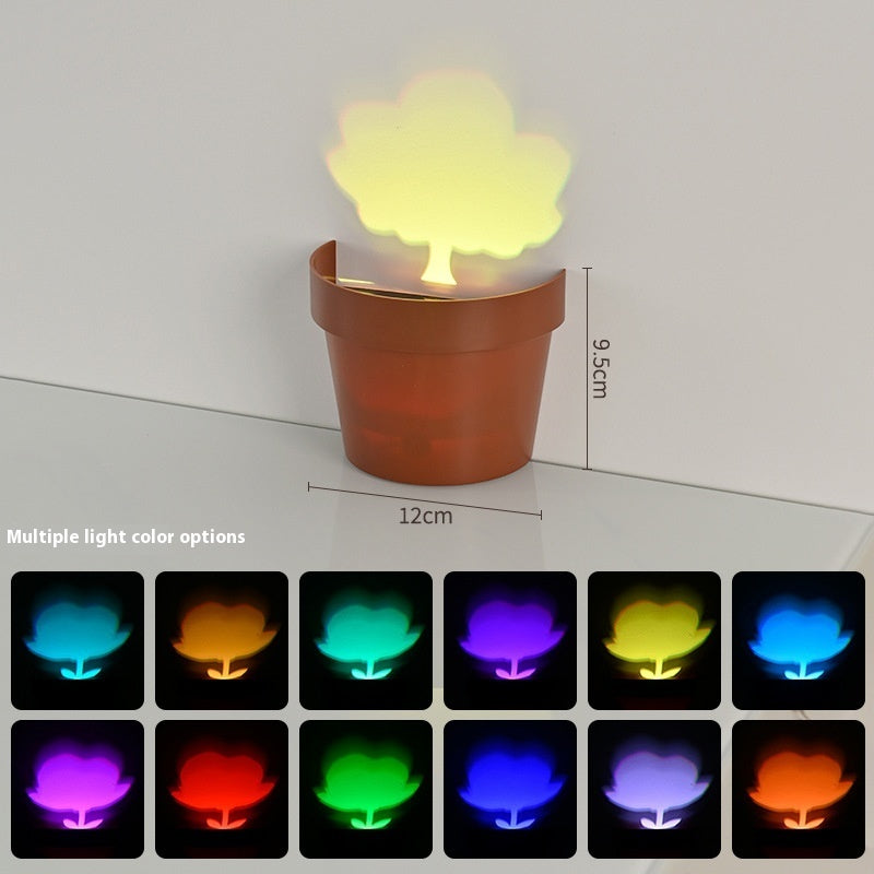 Colorful Flower Pot Night Light – Creative LED Potted Plant Lamp for Home Decoration