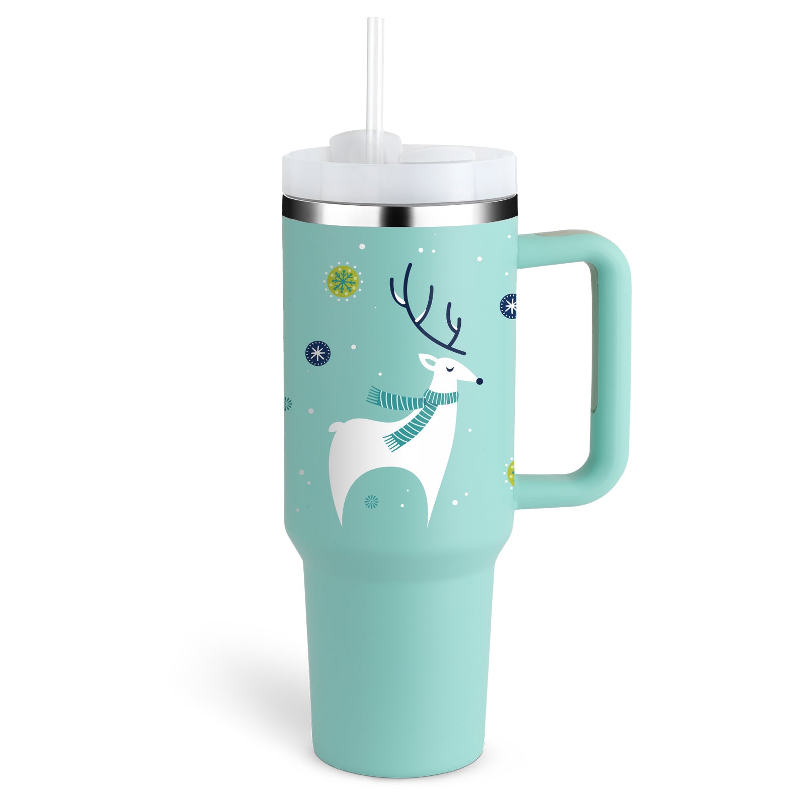 40oz Insulated Tumbler with Handle & Straw – Stainless Steel Vacuum Coffee Mug with Lid