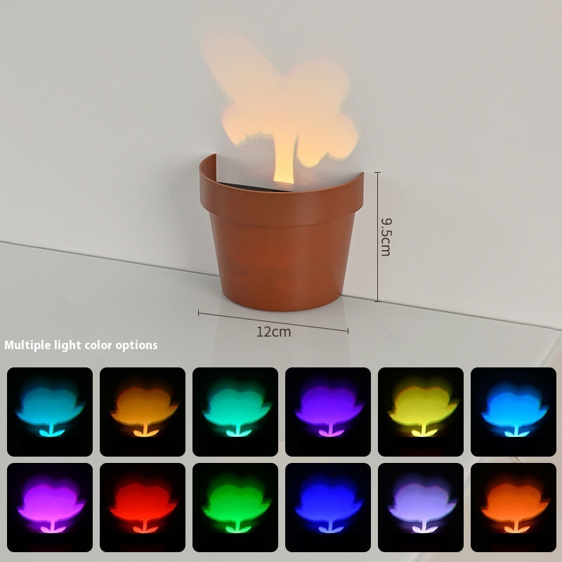 Colorful Flower Pot Night Light – Creative LED Potted Plant Lamp for Home Decoration