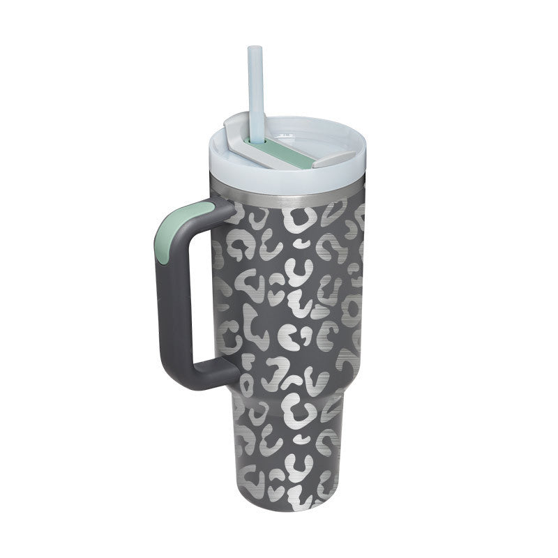 40oz Insulated Tumbler with Handle & Straw – Stainless Steel Vacuum Coffee Mug with Lid