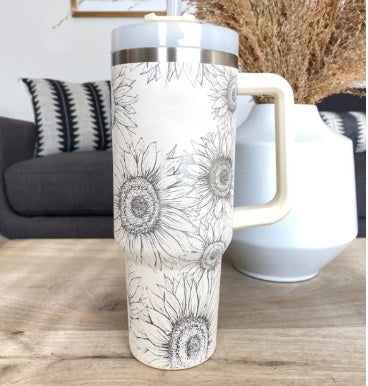40oz Insulated Tumbler with Handle & Straw – Stainless Steel Vacuum Coffee Mug with Lid