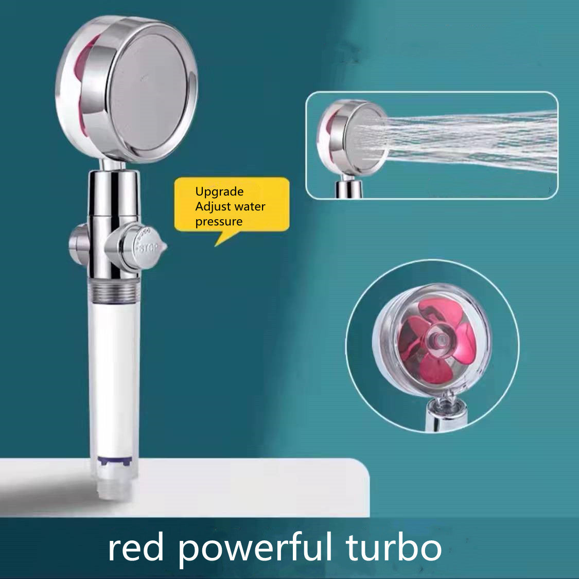Water-Saving 360° Rotating Shower Head with High-Pressure Spray & Built-in Fan – ABS Chrome Bathroom Accessory