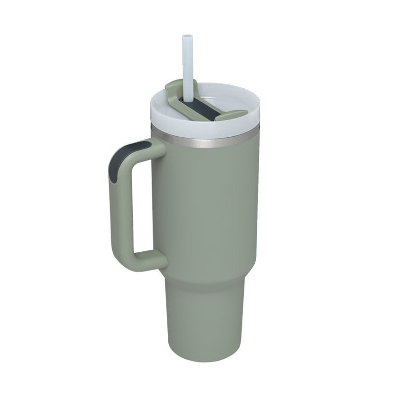 40oz Insulated Tumbler with Handle & Straw – Stainless Steel Vacuum Coffee Mug with Lid