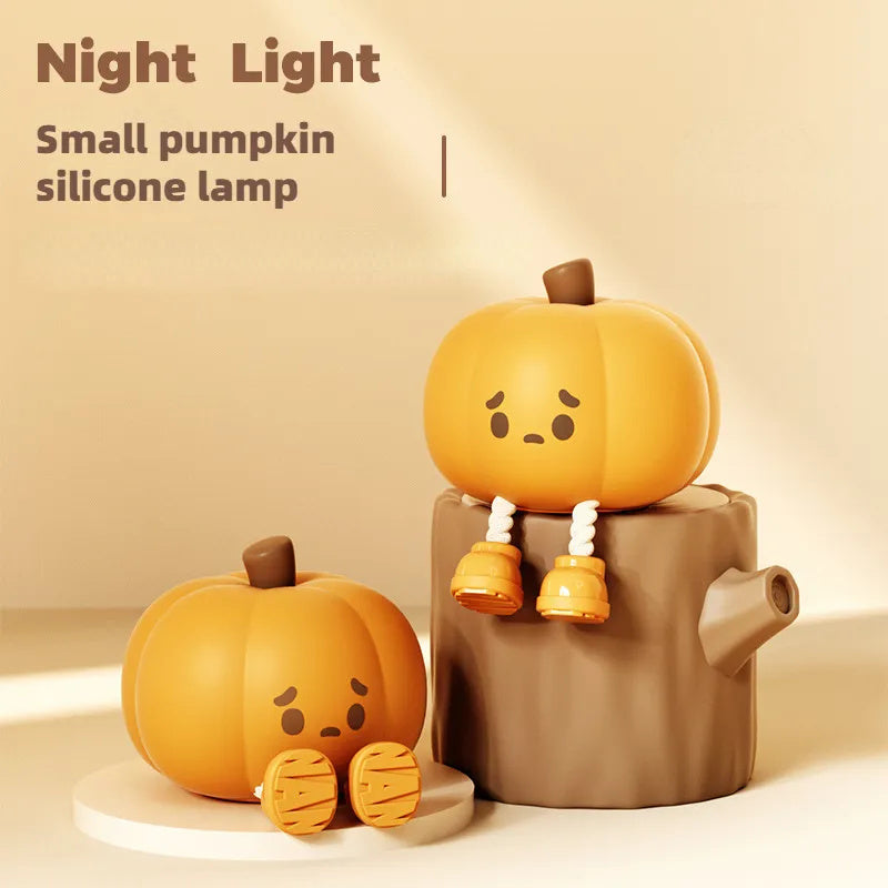 Halloween Pumpkin Night Light – Soft Silicone Touch Lamp, Rechargeable & Dimmable Bedside Decor