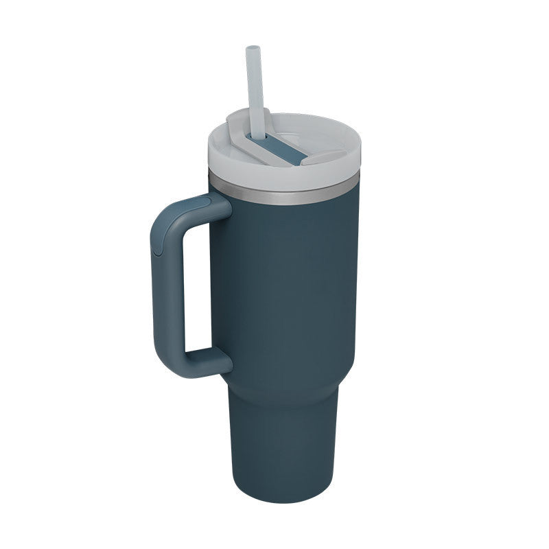 40oz Insulated Tumbler with Handle & Straw – Stainless Steel Vacuum Coffee Mug with Lid