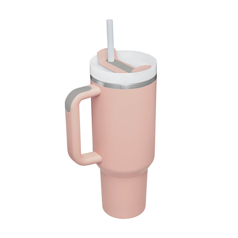 40oz Insulated Tumbler with Handle & Straw – Stainless Steel Vacuum Coffee Mug with Lid